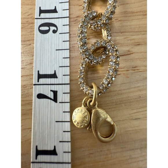 J.Crew Gold-Tone Crystal Link Bracelet 7" Elegant Statement Jewelry - Picture 5 of 10